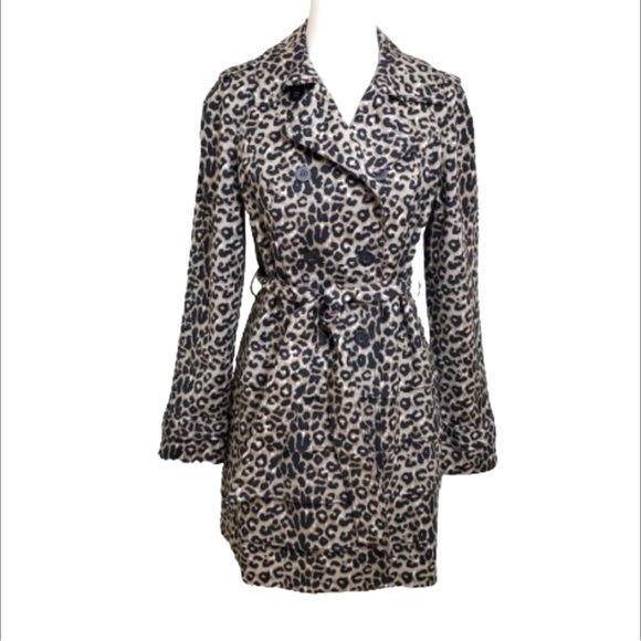 I.N.C. Leopard Print Ruffled Trench Coat - Picture 3 of 3